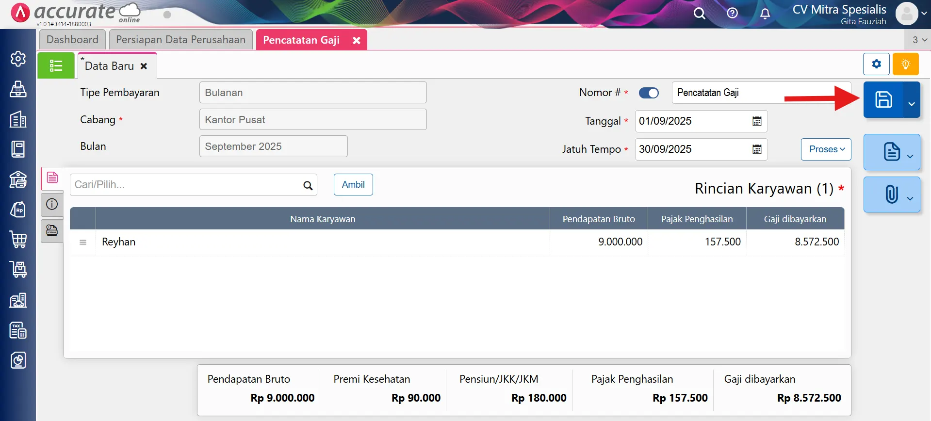 Catat gaji PPh 21 & SPT